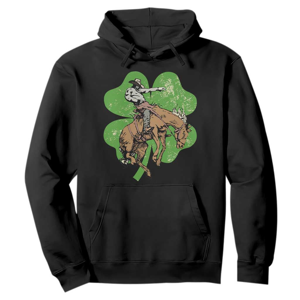 St Patrick's Day Lucky Cowboy Hoodie Retro Vintage Clover TS02 Black Print Your Wear