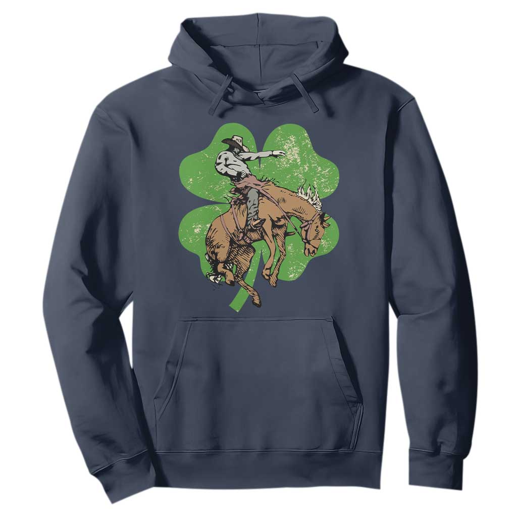 St Patrick's Day Lucky Cowboy Hoodie Retro Vintage Clover TS02 Navy Print Your Wear