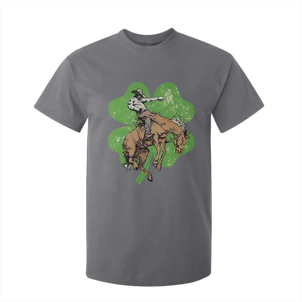 St Patrick's Day Lucky Cowboy T Shirt For Kid Retro Vintage Clover TS02 Charcoal Print Your Wear