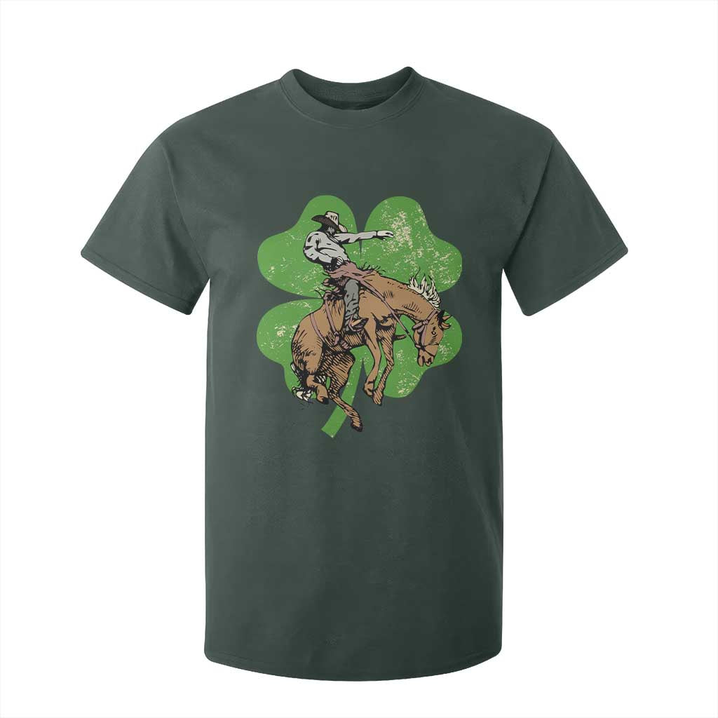 St Patrick's Day Lucky Cowboy T Shirt For Kid Retro Vintage Clover TS02 Dark Forest Green Print Your Wear
