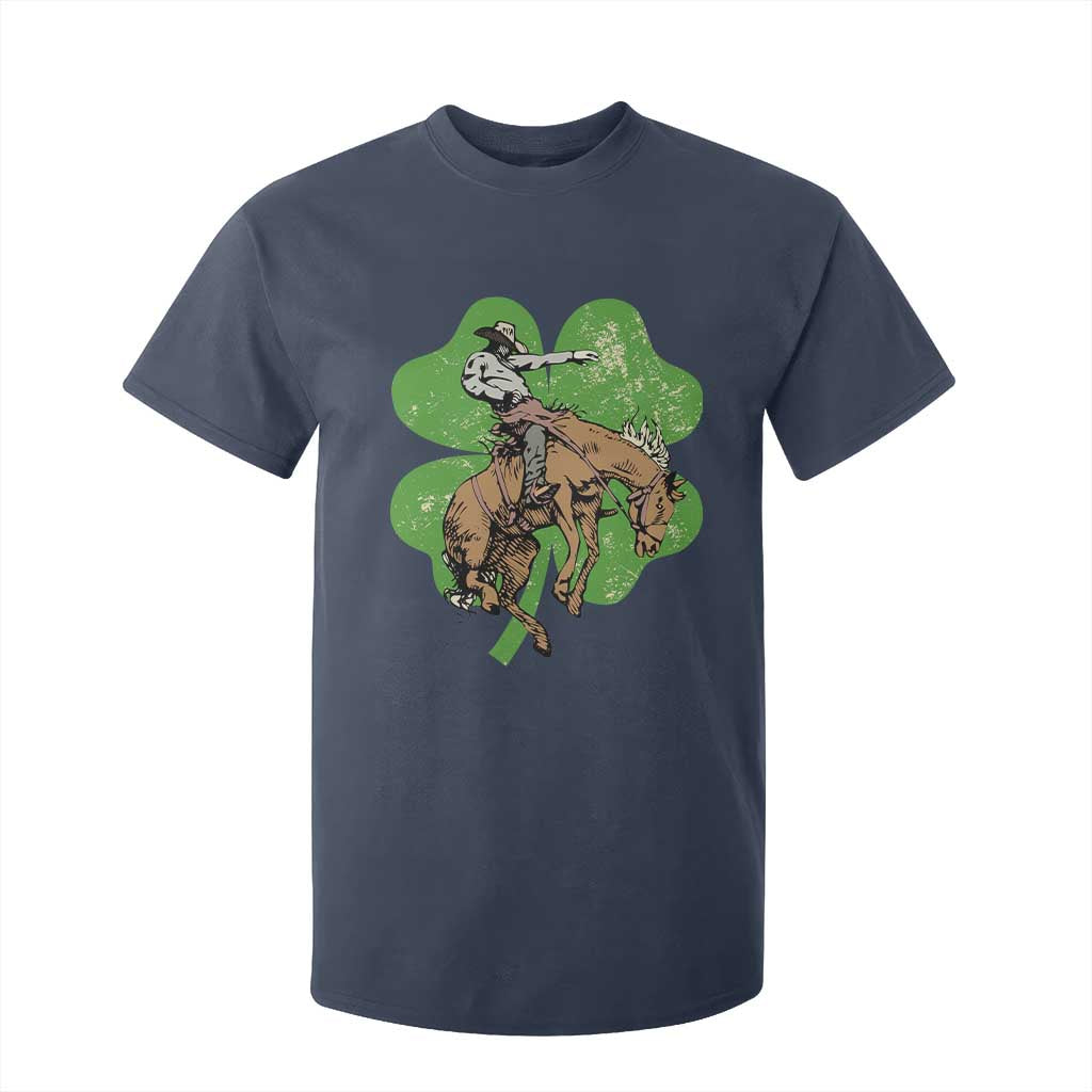 St Patrick's Day Lucky Cowboy T Shirt For Kid Retro Vintage Clover TS02 Navy Print Your Wear