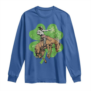 St Patrick's Day Lucky Cowboy Long Sleeve Shirt Retro Vintage Clover TS02 Royal Blue Print Your Wear