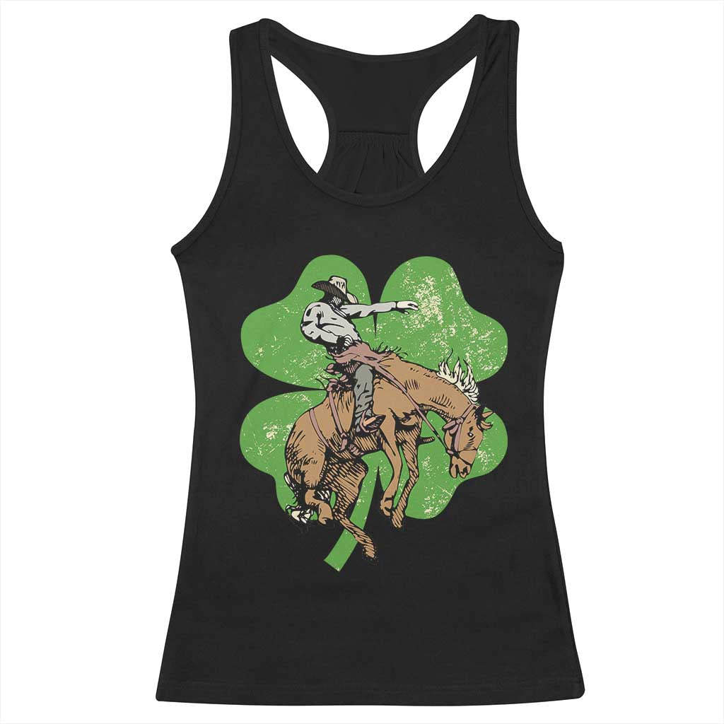 St Patrick's Day Lucky Cowboy Racerback Tank Top Retro Vintage Clover TS02 Black Print Your Wear