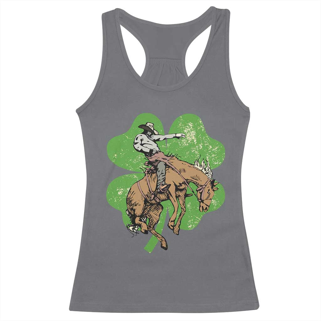 St Patrick's Day Lucky Cowboy Racerback Tank Top Retro Vintage Clover TS02 Charcoal Print Your Wear