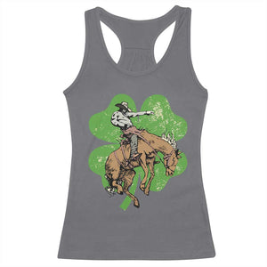 St Patrick's Day Lucky Cowboy Racerback Tank Top Retro Vintage Clover TS02 Charcoal Print Your Wear