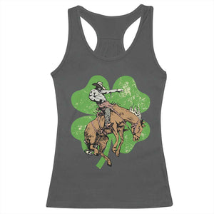 St Patrick's Day Lucky Cowboy Racerback Tank Top Retro Vintage Clover TS02 Dark Heather Print Your Wear