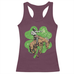 St Patrick's Day Lucky Cowboy Racerback Tank Top Retro Vintage Clover TS02 Maroon Print Your Wear