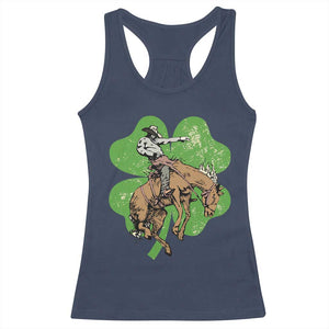 St Patrick's Day Lucky Cowboy Racerback Tank Top Retro Vintage Clover TS02 Navy Print Your Wear
