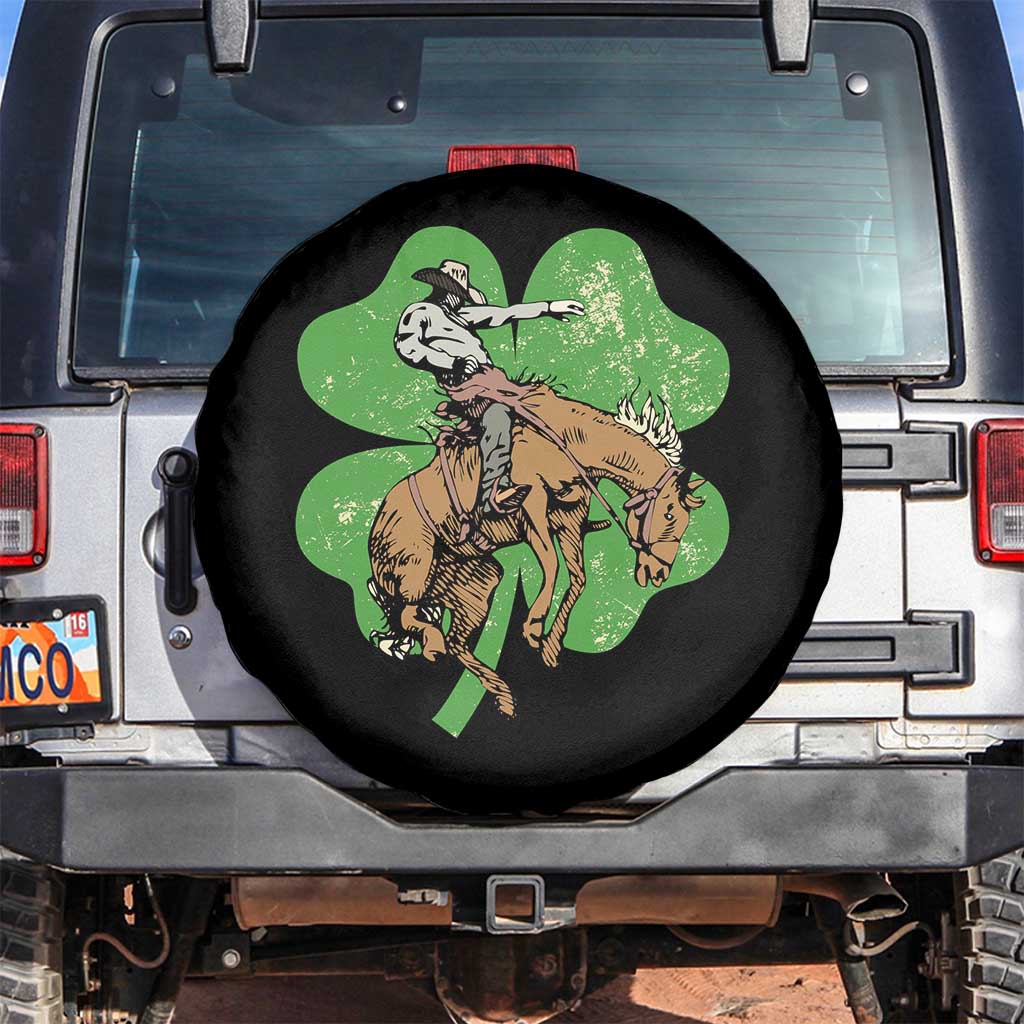 St Patrick's Day Lucky Cowboy Spare Tire Cover Retro Vintage Clover TS02 No hole Black Print Your Wear
