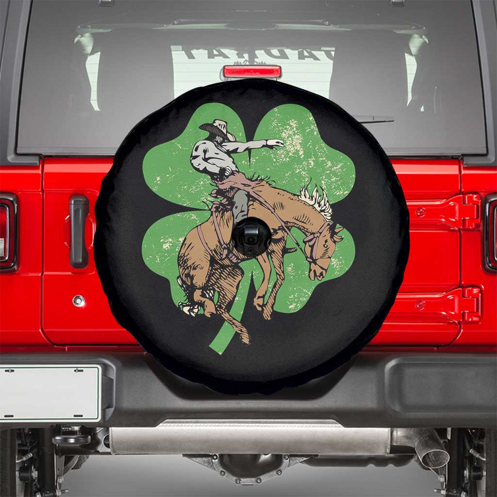 St Patrick's Day Lucky Cowboy Spare Tire Cover Retro Vintage Clover TS02 Black Print Your Wear