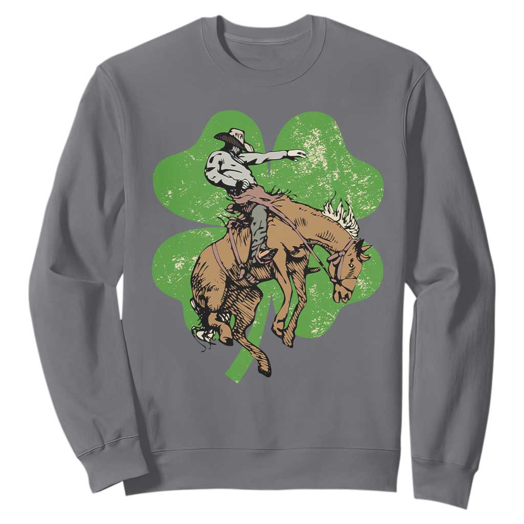 St Patrick's Day Lucky Cowboy Sweatshirt Retro Vintage Clover TS02 Charcoal Print Your Wear