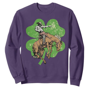 St Patrick's Day Lucky Cowboy Sweatshirt Retro Vintage Clover TS02 Purple Print Your Wear