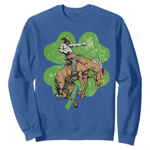 St Patrick's Day Lucky Cowboy Sweatshirt Retro Vintage Clover TS02 Royal Blue Print Your Wear