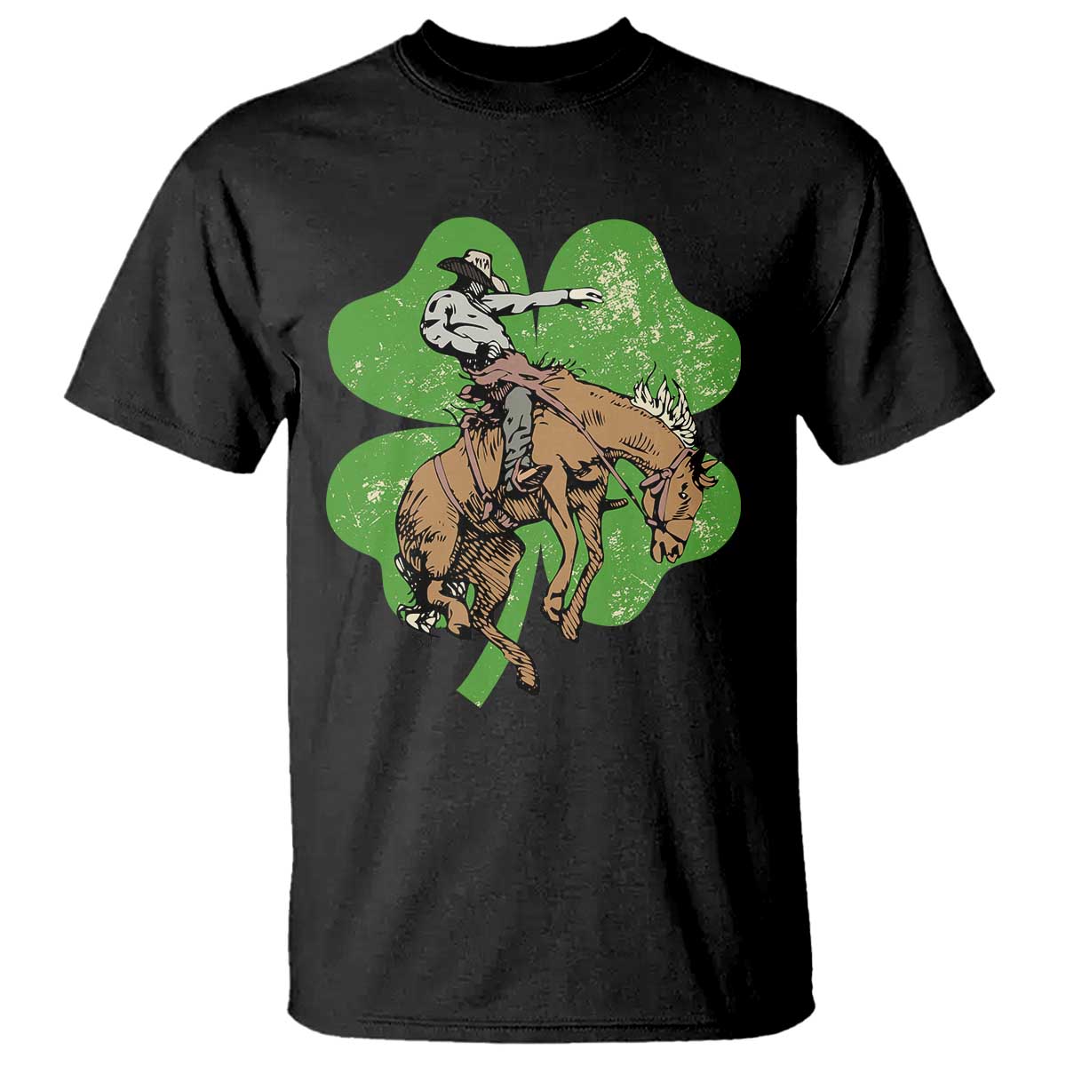 St Patrick's Day Lucky Cowboy T Shirt Retro Vintage Clover TS02 Black Print Your Wear
