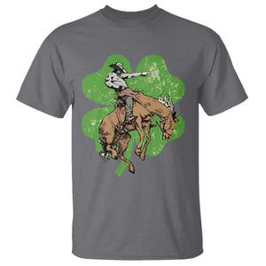 St Patrick's Day Lucky Cowboy T Shirt Retro Vintage Clover TS02 Charcoal Print Your Wear