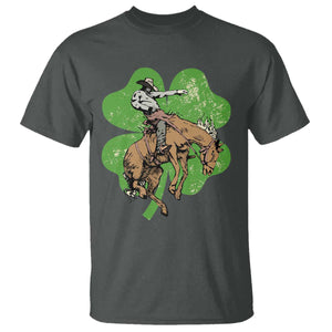 St Patrick's Day Lucky Cowboy T Shirt Retro Vintage Clover TS02 Dark Heather Print Your Wear