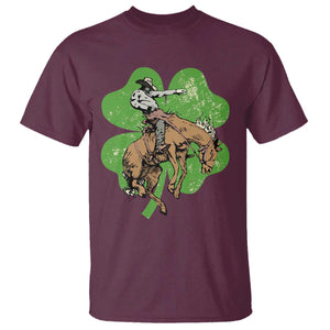 St Patrick's Day Lucky Cowboy T Shirt Retro Vintage Clover TS02 Maroon Print Your Wear