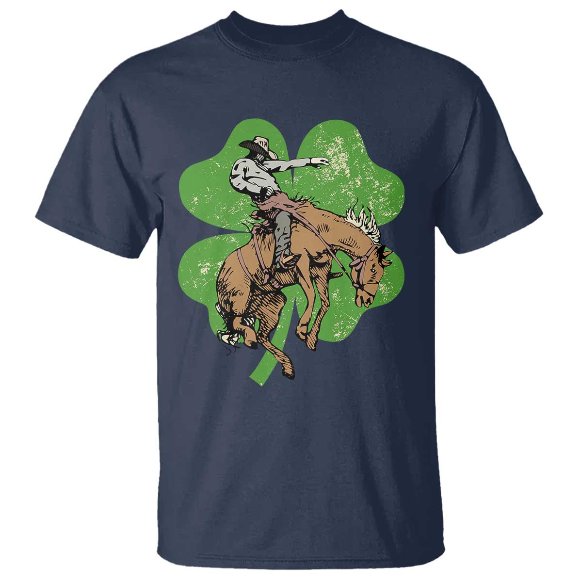 St Patrick's Day Lucky Cowboy T Shirt Retro Vintage Clover TS02 Navy Print Your Wear