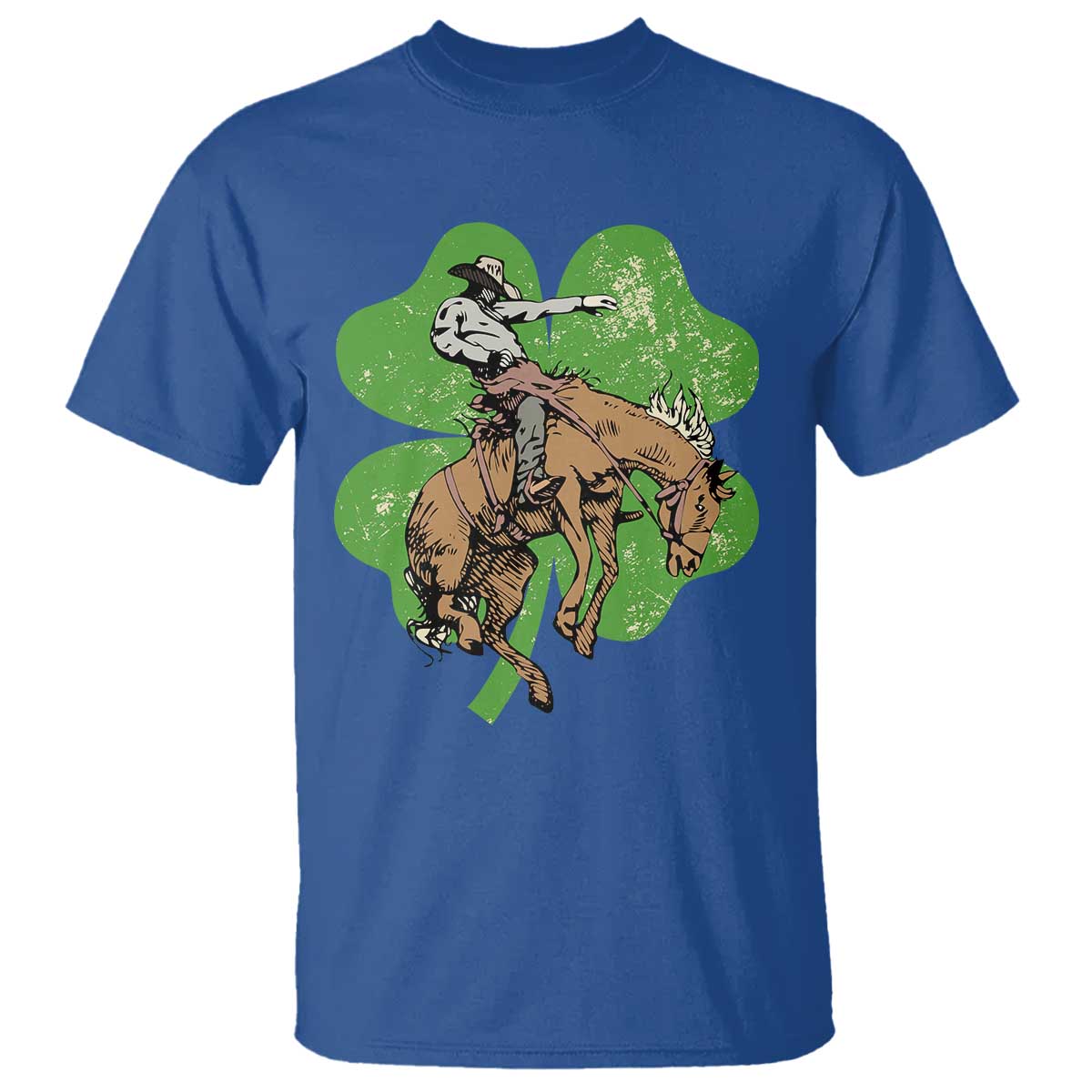 St Patrick's Day Lucky Cowboy T Shirt Retro Vintage Clover TS02 Royal Blue Print Your Wear