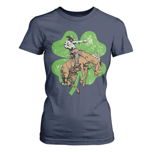 St Patrick's Day Lucky Cowboy T Shirt For Women Retro Vintage Clover TS02 Navy Print Your Wear