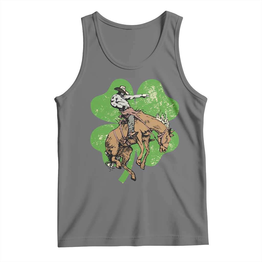 St Patrick's Day Lucky Cowboy Tank Top Retro Vintage Clover TS02 Black Heather Print Your Wear