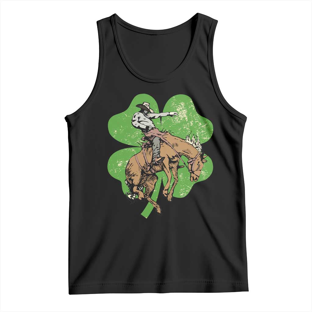 St Patrick's Day Lucky Cowboy Tank Top Retro Vintage Clover TS02 Black Print Your Wear