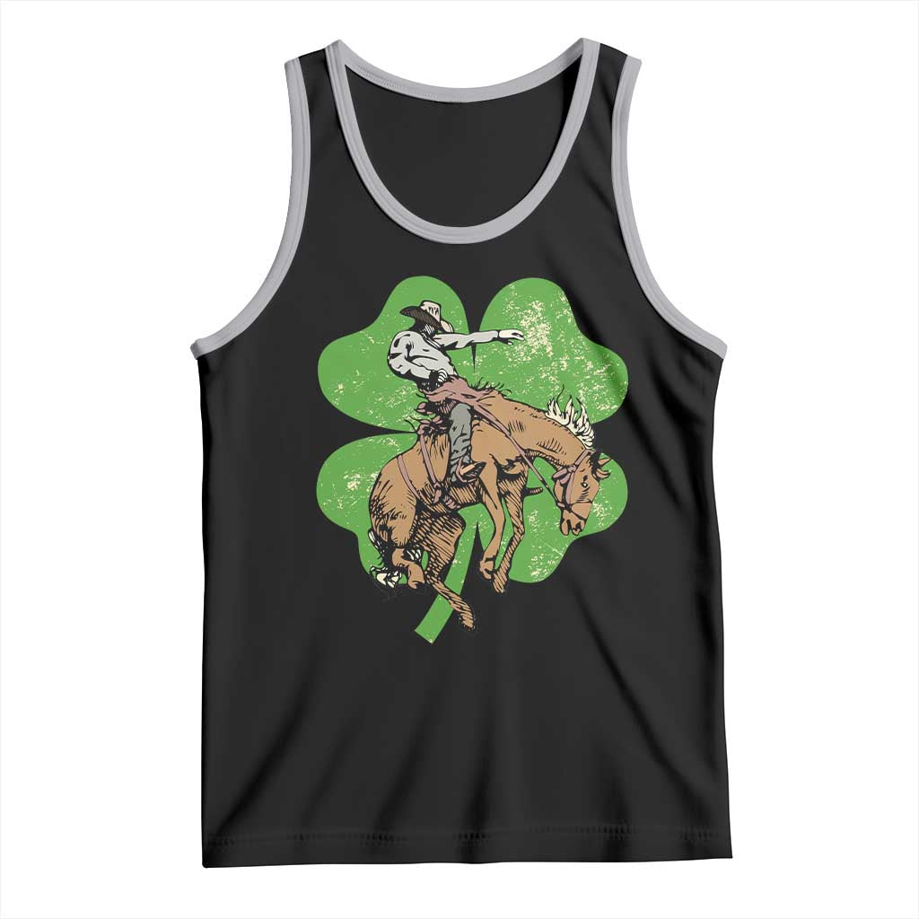 St Patrick's Day Lucky Cowboy Tank Top Retro Vintage Clover TS02 Black Athletic Heather Print Your Wear