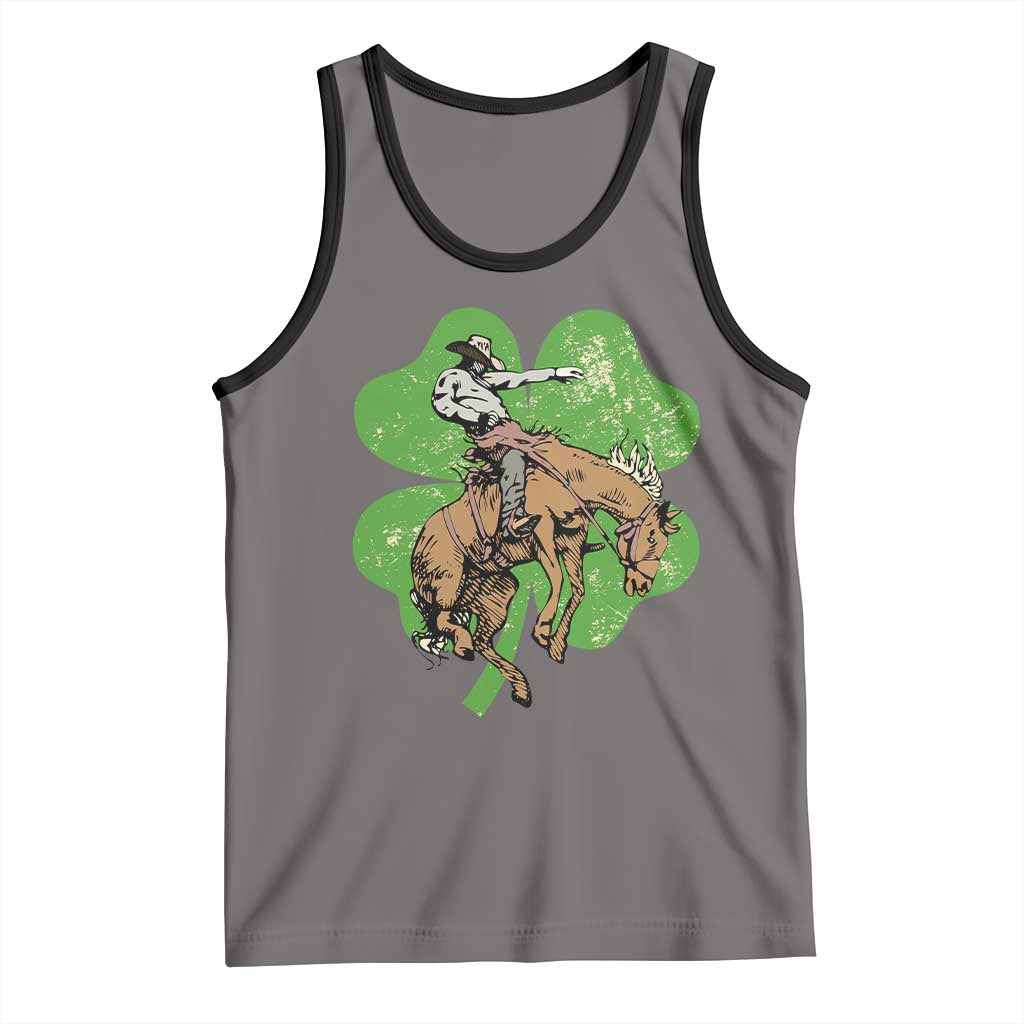 St Patrick's Day Lucky Cowboy Tank Top Retro Vintage Clover TS02 Deep Heather Black Print Your Wear