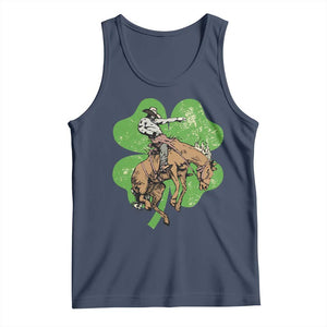 St Patrick's Day Lucky Cowboy Tank Top Retro Vintage Clover TS02 Navy Print Your Wear