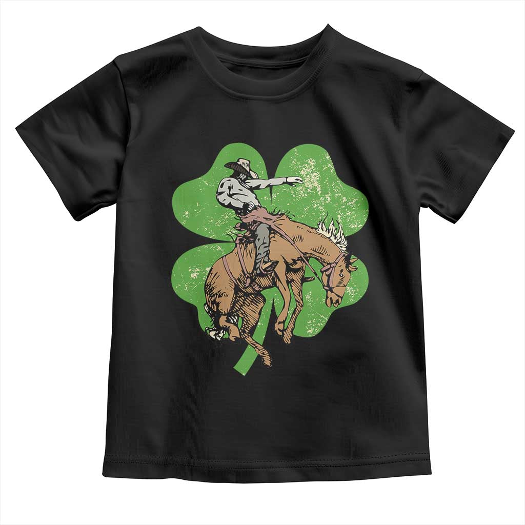 St Patrick's Day Lucky Cowboy Toddler T Shirt Retro Vintage Clover TS02 Black Print Your Wear