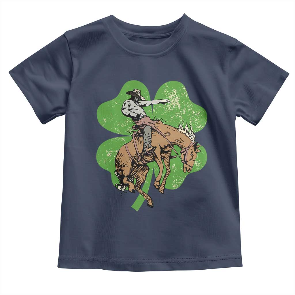 St Patrick's Day Lucky Cowboy Toddler T Shirt Retro Vintage Clover TS02 Navy Print Your Wear