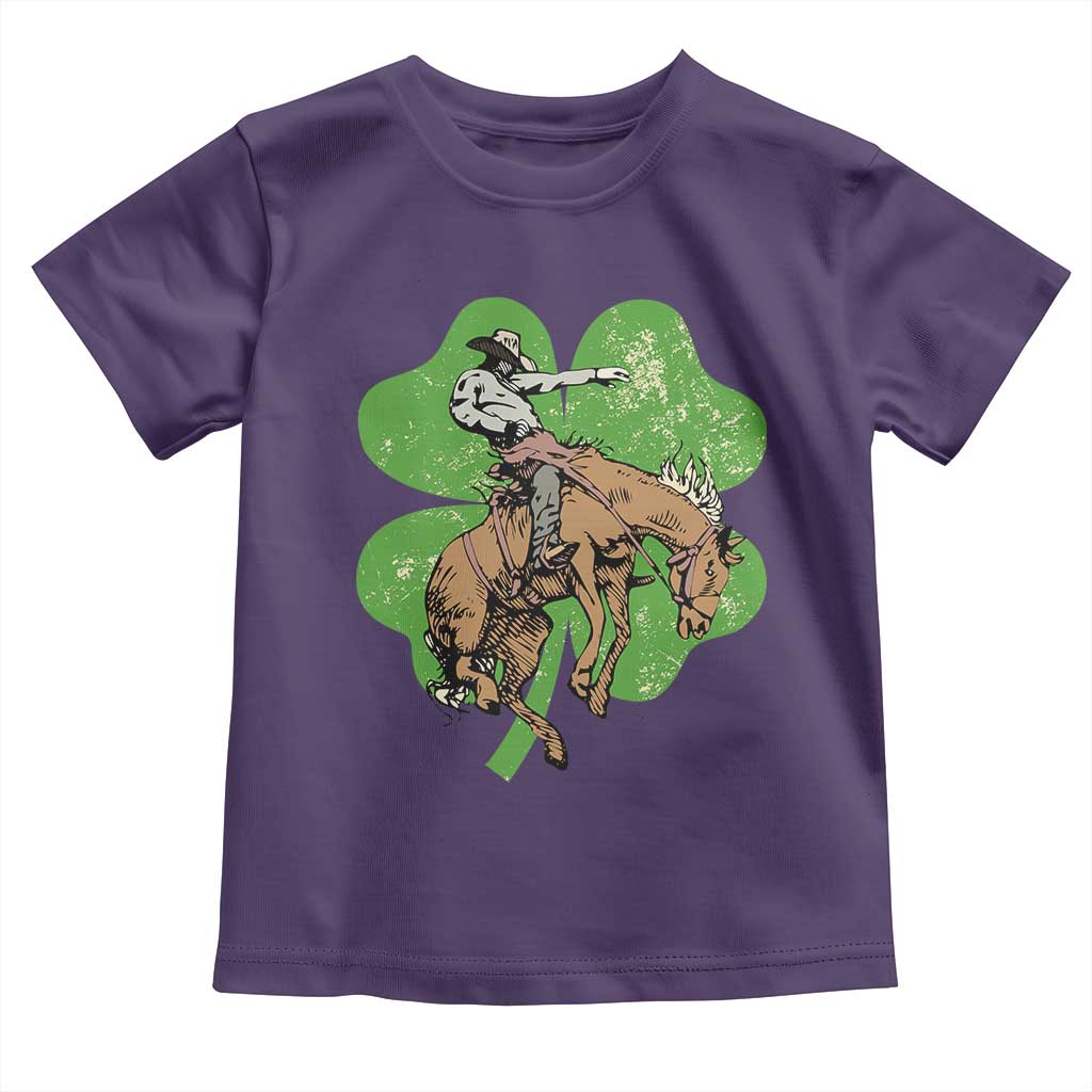 St Patrick's Day Lucky Cowboy Toddler T Shirt Retro Vintage Clover TS02 Purple Print Your Wear