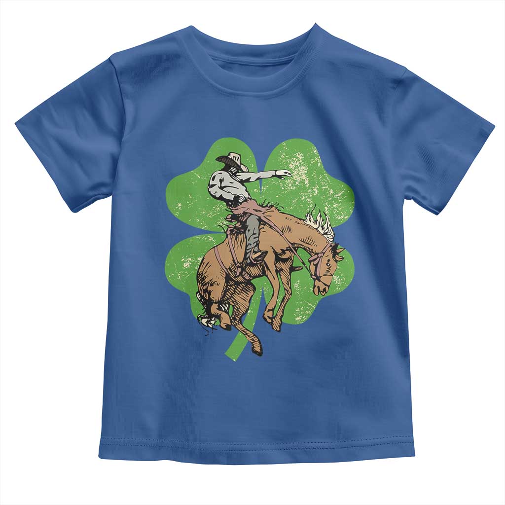 St Patrick's Day Lucky Cowboy Toddler T Shirt Retro Vintage Clover TS02 Royal Blue Print Your Wear
