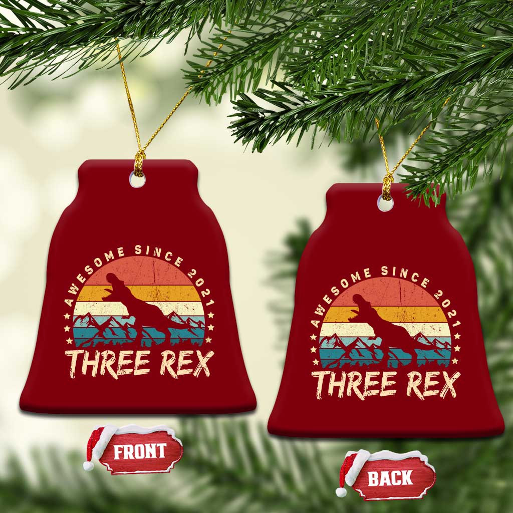Three Rex 3rd Birthday Ceramic Ornament 3 Years Old Dinosaur Bday Boy TS02 Print Your Wear