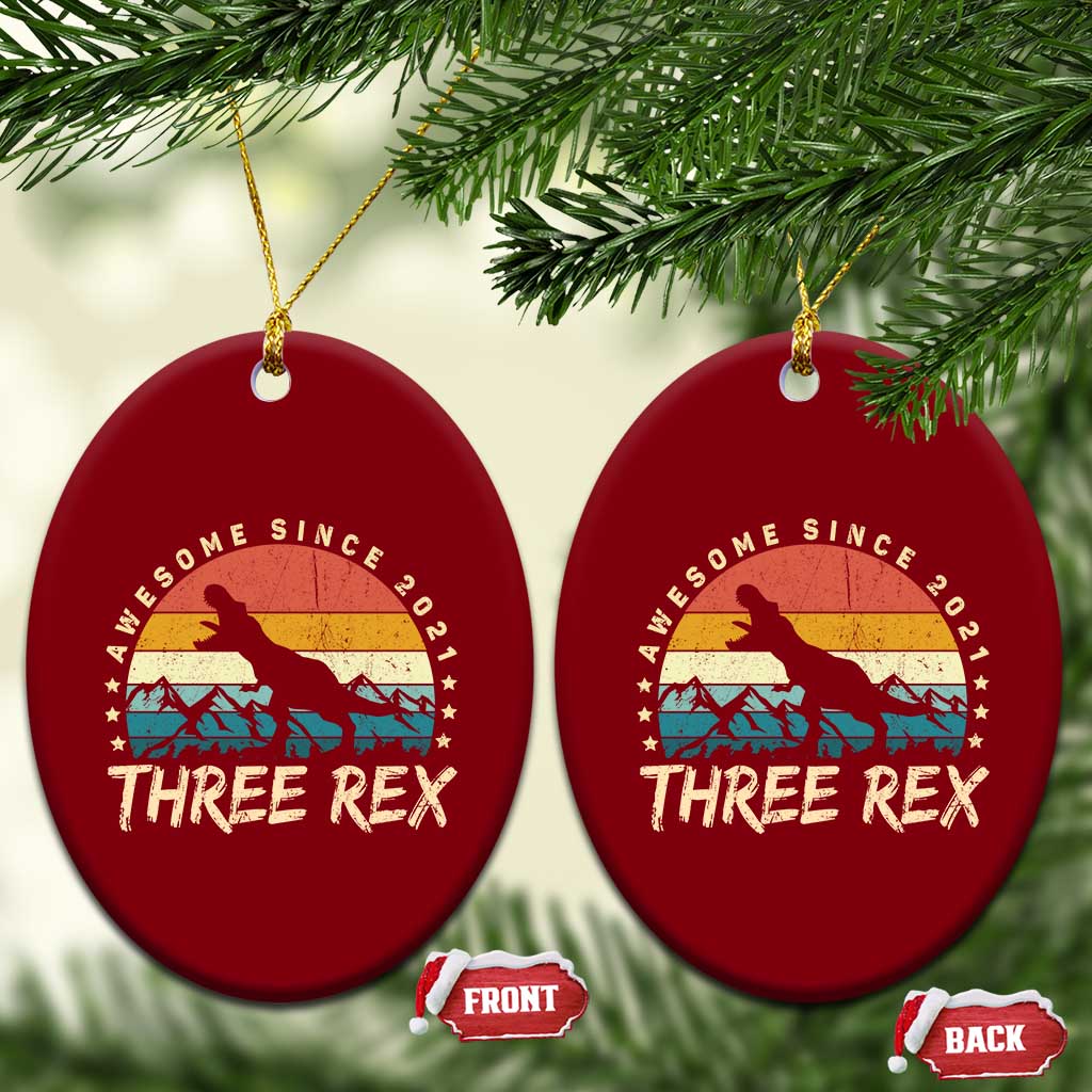 Three Rex 3rd Birthday Ceramic Ornament 3 Years Old Dinosaur Bday Boy TS02 Print Your Wear