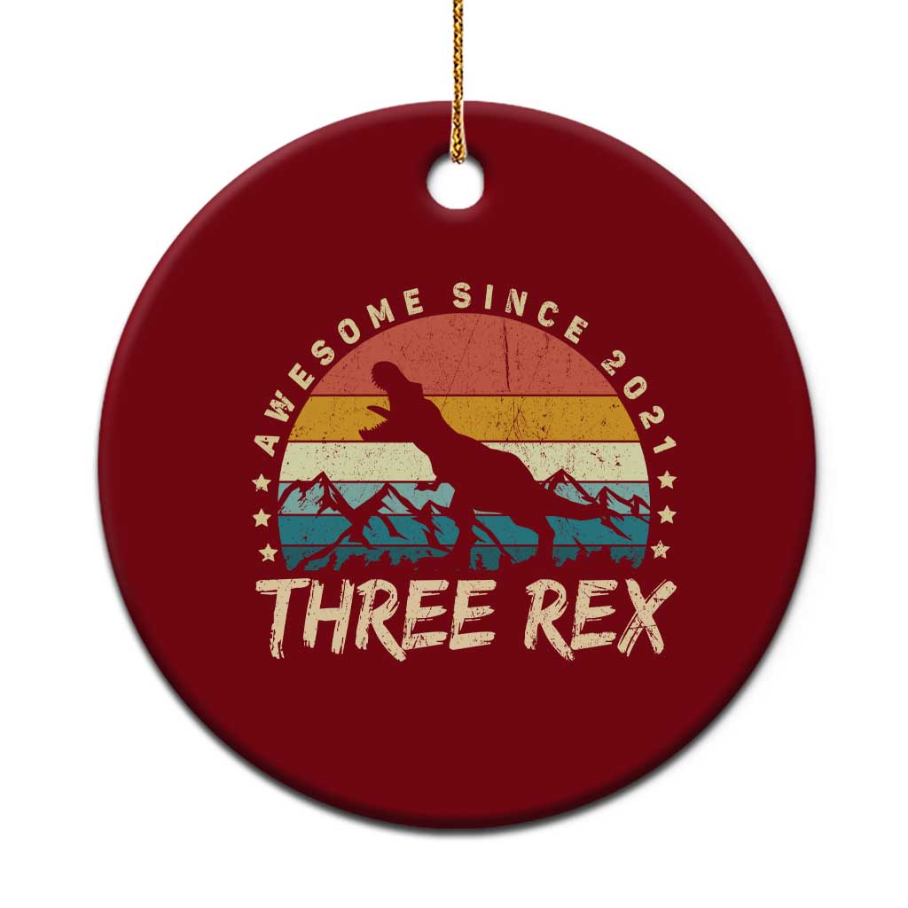 Three Rex 3rd Birthday Ceramic Ornament 3 Years Old Dinosaur Bday Boy TS02 1pc Red Print Your Wear