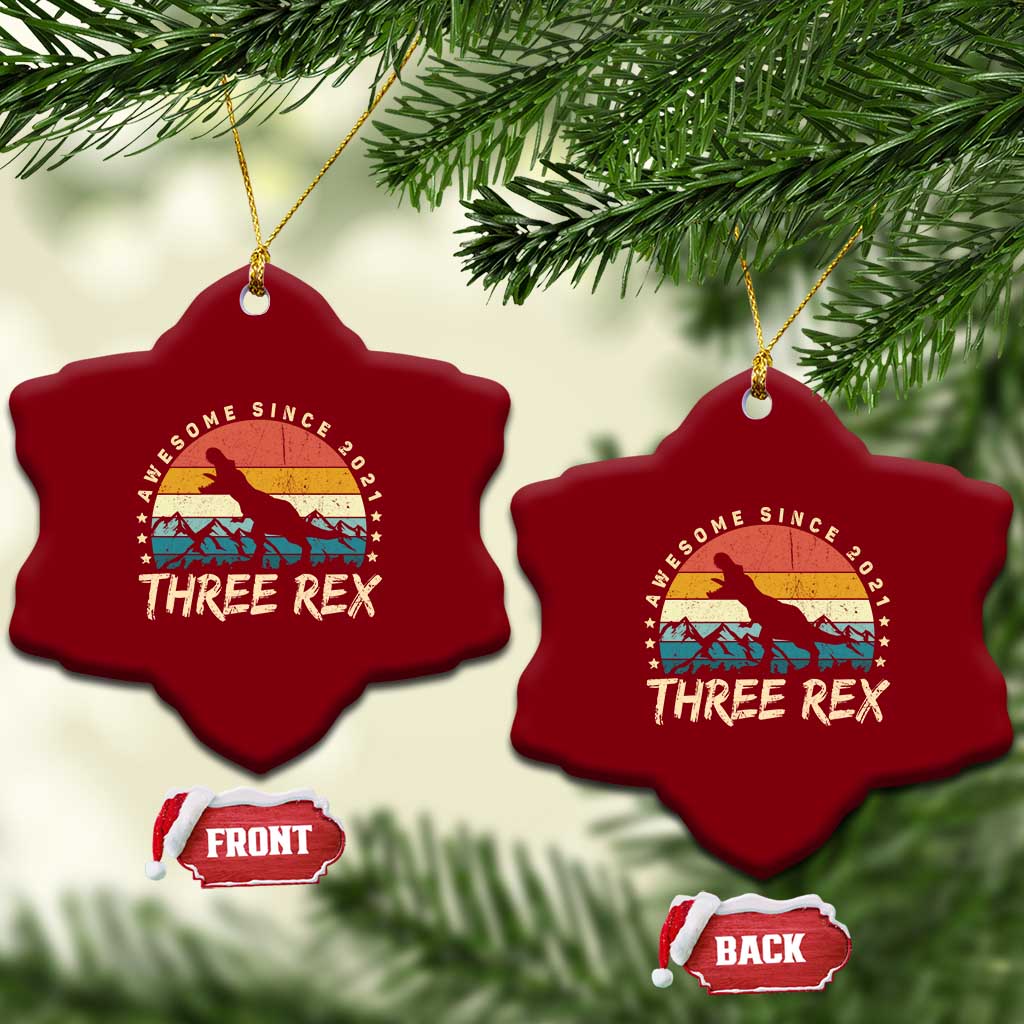 Three Rex 3rd Birthday Ceramic Ornament 3 Years Old Dinosaur Bday Boy TS02 Print Your Wear