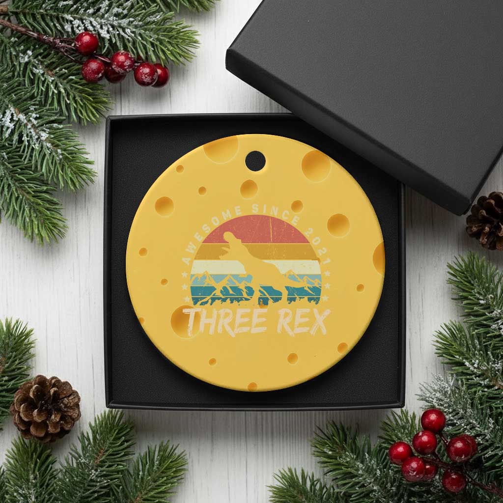 Three Rex 3rd Birthday Ceramic Ornament 3 Years Old Dinosaur Bday Boy TS02 1pc Yellow Cheese Print Your Wear