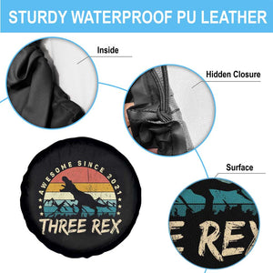 Three Rex 3rd Birthday Spare Tire Cover 3 Years Old Dinosaur Bday Boy TS02 Print Your Wear