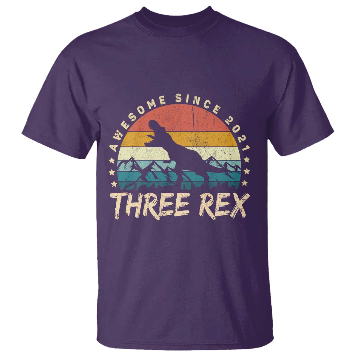 Three Rex 3rd Birthday T Shirt 3 Years Old Dinosaur Bday Boy TS02 Purple Print Your Wear