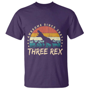 Three Rex 3rd Birthday T Shirt 3 Years Old Dinosaur Bday Boy TS02 Purple Print Your Wear