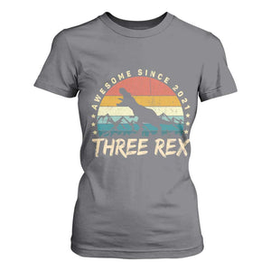 Three Rex 3rd Birthday T Shirt For Women 3 Years Old Dinosaur Bday Boy TS02 Charcoal Print Your Wear
