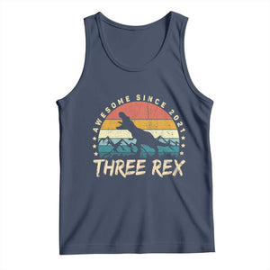 Three Rex 3rd Birthday Tank Top 3 Years Old Dinosaur Bday Boy TS02 Navy Print Your Wear