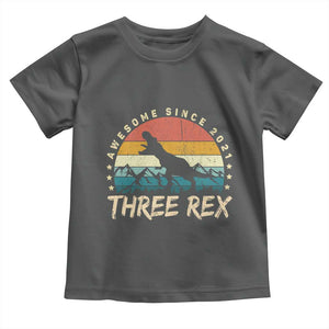 Three Rex 3rd Birthday Toddler T Shirt 3 Years Old Dinosaur Bday Boy TS02 Dark Heather Print Your Wear