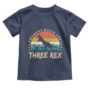 Three Rex 3rd Birthday Toddler T Shirt 3 Years Old Dinosaur Bday Boy TS02 Navy Print Your Wear
