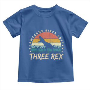 Three Rex 3rd Birthday Toddler T Shirt 3 Years Old Dinosaur Bday Boy TS02 Royal Blue Print Your Wear