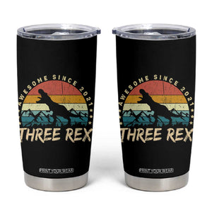 Three Rex 3rd Birthday Tumbler Cup 3 Years Old Dinosaur Bday Boy TS02 Black Print Your Wear