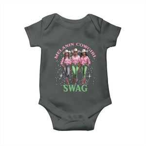 Melanin Cowgirl Swag Baby Onesie Pink Green African American Cowgirls Black History TS02 Dark Heather Print Your Wear