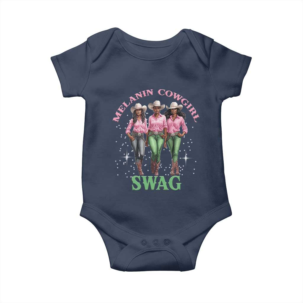 Melanin Cowgirl Swag Baby Onesie Pink Green African American Cowgirls Black History TS02 Navy Print Your Wear