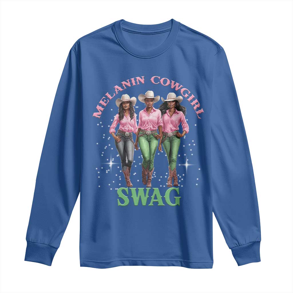 Melanin Cowgirl Swag Long Sleeve Shirt Pink Green African American Cowgirls Black History TS02 Royal Blue Print Your Wear